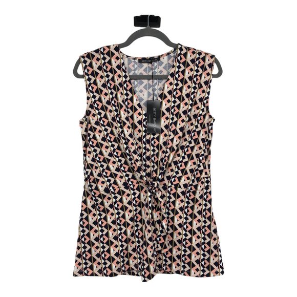 NWT Betty Barclay Pink Sleeveless Blouse with Geometric Print - Picture 2 of 16